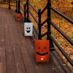 Northlight Flickering Light Pumpkin & Ghost Luminary Pathway Markers, 3 Piece Set -Northlight D204930S 4