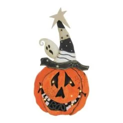 Northlight 13" LED Standing Wood Pumpkin Halloween Decoration
