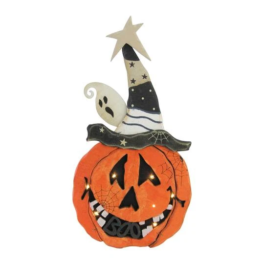 Northlight 13" LED Standing Wood Pumpkin Halloween Decoration 3 Northlight 13" LED Standing Wood Pumpkin Halloween Decoration