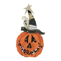 Northlight 18.75" LED Standing Wood Pumpkin Halloween Decoration