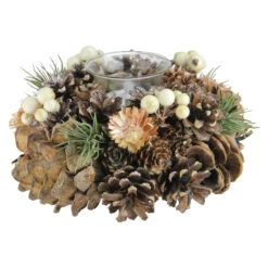 Northlight 7.25" Autumn Artificial Foliage Pine Cone Votive Candle Holder -Northlight D204942S 11