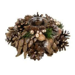 Northlight 7.25" Autumn Artificial Foliage Pine Cone Votive Candle Holder -Northlight D204942S 13