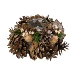 Northlight 7.25" Autumn Artificial Foliage Pine Cone Votive Candle Holder -Northlight D204942S 14