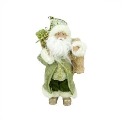Northlight 12" St. Patrick's Irish Standing Santa Claus Christmas Figure With Teddy Bear And Gift Bag