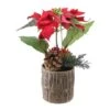 Northlight 10" Artificial Poinsettia With Pinecone & Berries Potted Plant