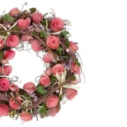 Northlight 12.5" Pink Flowers & Berries With Green Leaves & Twigs Spring Wreath 10 Northlight 12.5" Pink Flowers & Berries With Green Leaves & Twigs Spring Wreath -Northlight D221154S 3