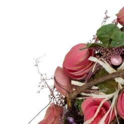 Northlight 12.5" Pink Flowers & Berries With Green Leaves & Twigs Spring Wreath 11 Northlight 12.5" Pink Flowers & Berries With Green Leaves & Twigs Spring Wreath -Northlight D221154S 4