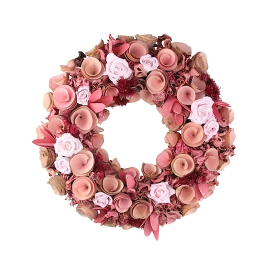 Northlight 13" Pink & Red Flower Wood Spring Wreath 4 Northlight 13" Pink & Red Flower Wood Spring Wreath - Image 2