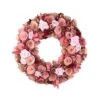 Northlight 13" Pink & Red Flower Wood Spring Wreath