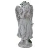 Northlight 10" Gray Angel Girl With Floral Crown Garden Statue