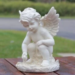 Northlight 12" Ivory Sitting Cherub Angel Garden Statue -Northlight D221229S 3
