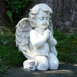 Northlight 13.5" Gray Kneeling Praying Cherub Angel Outdoor Statue -Northlight D221234S 2