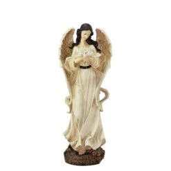 Northlight 13.5" Heavenly Gardens Peace & Love Distressed Ivory Angel With Dove Outdoor Statue