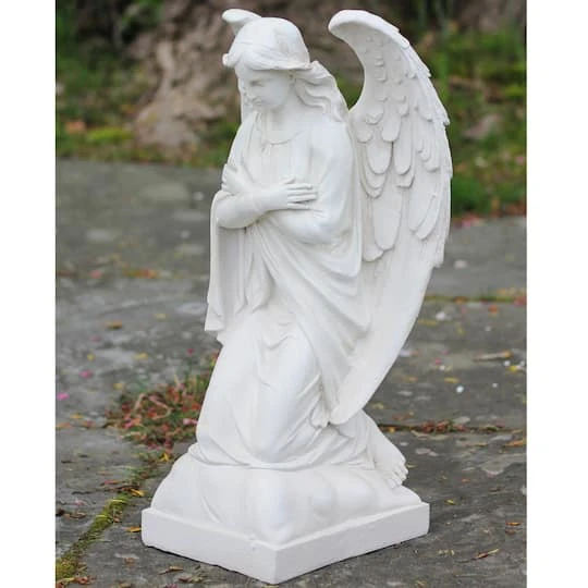 Northlight 20.25" Ivory Kneeling Angel Outdoor Statue 6 Northlight 20.25" Ivory Kneeling Angel Outdoor Statue - Image 4