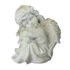 Northlight 5.75" Heavenly Gardens Ivory Resting Cherub Angel Outdoor Statue