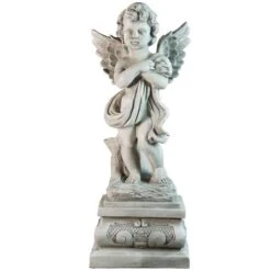 Northlight 28.75" Gray Standing Cherub Angel On Pedestal Outdoor Statue 8 Northlight 28.75" Gray Standing Cherub Angel On Pedestal Outdoor Statue -Northlight D221249S 1 1