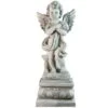 Northlight 28.75" Gray Standing Cherub Angel On Pedestal Outdoor Statue 1 Northlight 28.75" Gray Standing Cherub Angel On Pedestal Outdoor Statue -Northlight D221249S 1