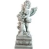 Northlight 28.75" Gray Cherub Angel Standing On Pedestal Holding A Fruit Basket Outdoor Garden Statue -Northlight D221257S 1