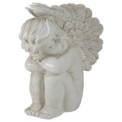 Northlight 7" Heavenly Gardens Gray Left Facing Sleeping Cherub Angel Outdoor Garden Statue -Northlight D221259S 3