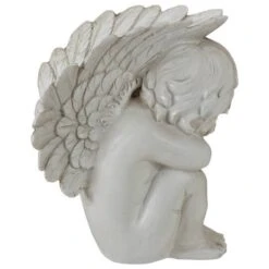 Northlight 7" Heavenly Gardens Gray Left Facing Sleeping Cherub Angel Outdoor Garden Statue -Northlight D221259S 4