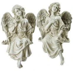 Northlight 14" Gray Decorative Sitting Angel Outdoor Garden Statues