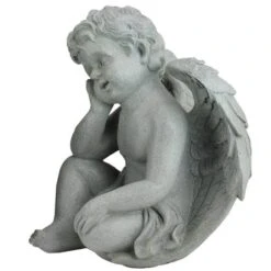 Northlight 12.5" Distressed Gainsboro Gray Sitting Cherub Angels Outdoor Garden Statues 10 Northlight 12.5" Distressed Gainsboro Gray Sitting Cherub Angels Outdoor Garden Statues -Northlight D221266S 3