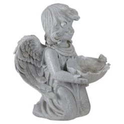 Northlight 9.5" Heavenly Gardens Gray Distressed Kneeling Cherub Angel Bird Feeder Outdoor Garden Statue -Northlight D221275S 3
