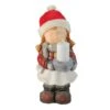 Northlight 17" Standing Young Girl In Ski Hat With Candle Holder Winter Outdoor Garden Statue -Northlight D221279S 1