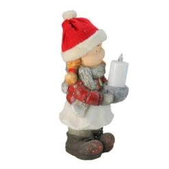 Northlight 17" Standing Young Girl In Ski Hat With Candle Holder Winter Outdoor Garden Statue -Northlight D221279S 12