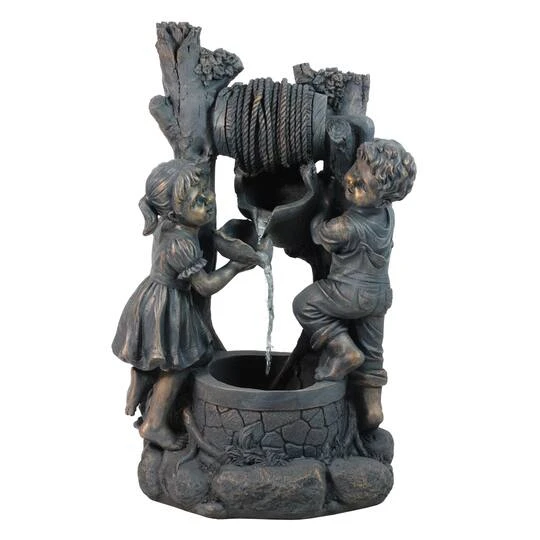 Northlight 30" Bronze Children At The Well Outdoor Garden Water Fountain 3 Northlight 30" Bronze Children At The Well Outdoor Garden Water Fountain - Image 2