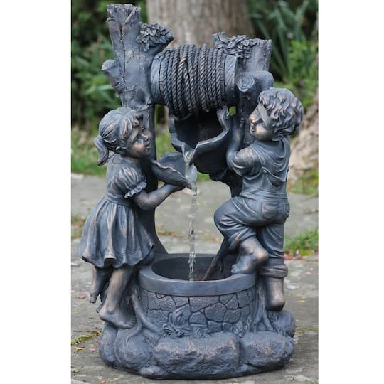 Northlight 30" Bronze Children At The Well Outdoor Garden Water Fountain 4 Northlight 30" Bronze Children At The Well Outdoor Garden Water Fountain - Image 3
