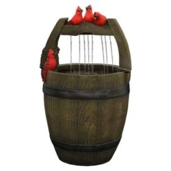 Northlight 24" Red Cardinals Perched On A Bucket Outdoor Garden Water Fountain -Northlight D221291S 1 1