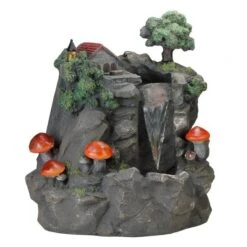 Northlight 24.5" Solar LED Lighted Mushrooms By Waterfall Outdoor Patio Garden Water Fountain -Northlight D221292S 1 1