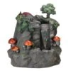 Northlight 24.5" Solar LED Lighted Mushrooms By Waterfall Outdoor Patio Garden Water Fountain -Northlight D221292S 1
