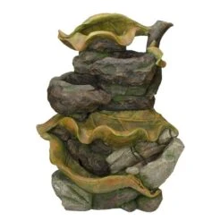 Northlight 26.5" Brown, Orange And Green Mossy Leaves 5-Tier Outdoor Garden Water Fountain -Northlight D221296S 1 1