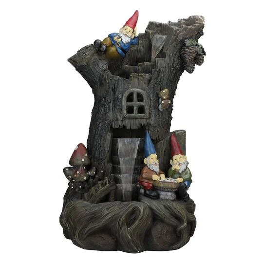 Northlight 28" Three-Tier Gnome Home Tree Stump Outdoor Patio Garden Water Fountain 3 Northlight 28" Three-Tier Gnome Home Tree Stump Outdoor Patio Garden Water Fountain