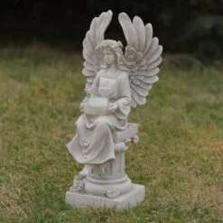 Northlight 17" Peaceful Angel Sitting On A Pedestal Candle Holder Statue -Northlight D236869S 3