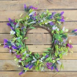 Northlight 20" Lavender & Wild Flower Artificial Spring Wreath -Northlight D236935S 3