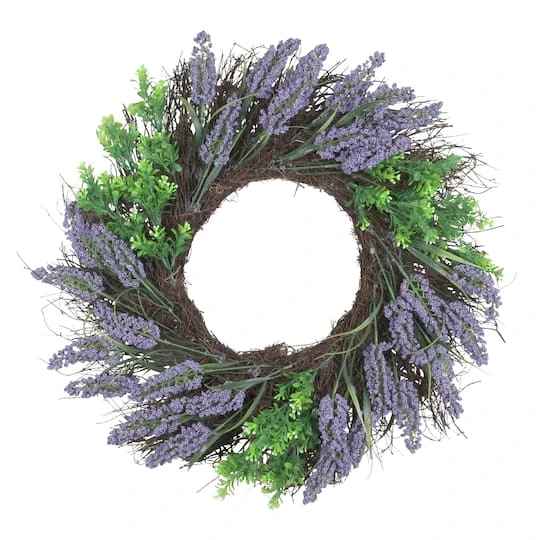 Northlight 22" Lavender & Boxwood Wreath 3 Northlight 22" Lavender & Boxwood Wreath