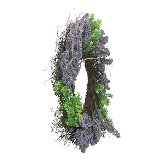 Northlight 22" Lavender & Boxwood Wreath 5 Northlight 22" Lavender & Boxwood Wreath - Image 3