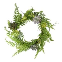 Northlight 22" Succulents & Leaves Spring Wreath