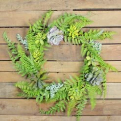 Northlight 22" Succulents & Leaves Spring Wreath -Northlight D236942S 3