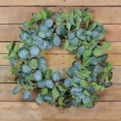 Northlight 20" Eucalyptus Leaves Spring Wreath 9 Northlight 20" Eucalyptus Leaves Spring Wreath -Northlight D236943S 3