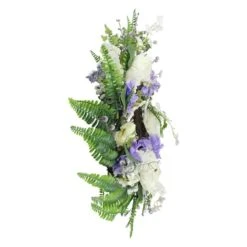 Northlight 22" Purple & White Peony & Daisy Assorted Foliage Artificial Spring Wreath -Northlight D236955S 2