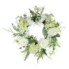 Northlight 24" White & Green Peony & Rose Artificial Floral Spring Wreath