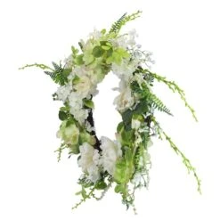 Northlight 24" White & Green Peony & Rose Artificial Floral Spring Wreath -Northlight D236958S 2