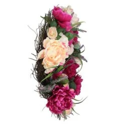 Northlight 22" Pink Peony & Twig Spring Floral Wreath 8 Northlight 22" Pink Peony & Twig Spring Floral Wreath -Northlight D236959S 2