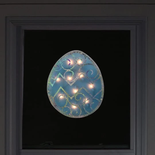 Northlight 12" Lighted Blue Easter Egg Window Silhouette Decoration 6 Northlight 12" Lighted Blue Easter Egg Window Silhouette Decoration - Image 4