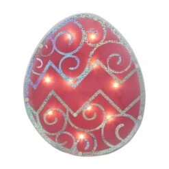 Northlight 12" Lighted Pink Easter Egg Window Silhouette Decoration