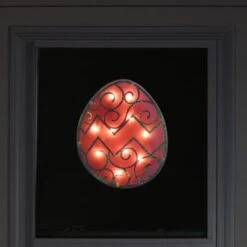 Northlight 12" Lighted Pink Easter Egg Window Silhouette Decoration -Northlight D236971S 3